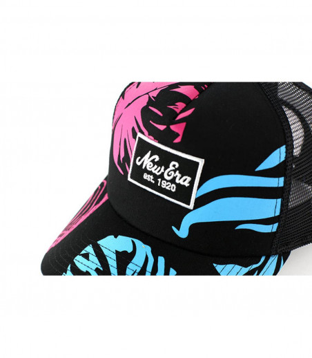 Casquette filet fleurs noire